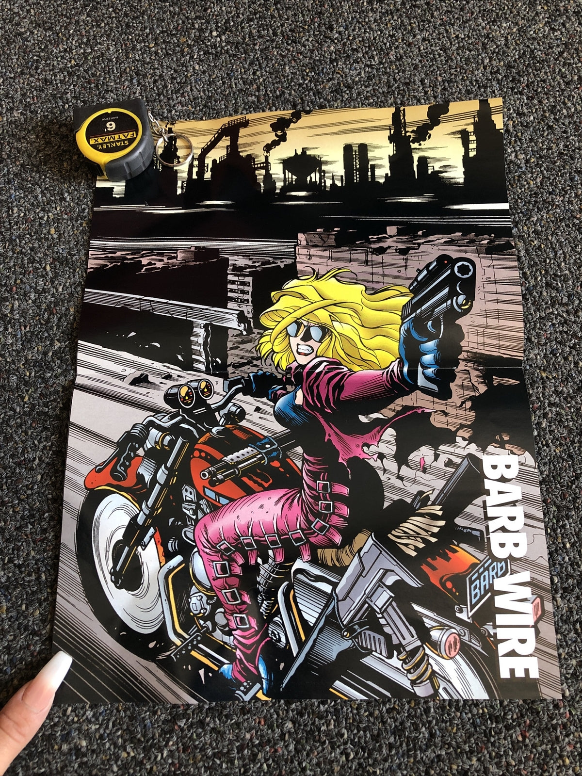 1990's COMIC DOUBLE SIDED POSTER w/ BARB WIRE & PAMELA  ANDERSON AS BARB WIRE0