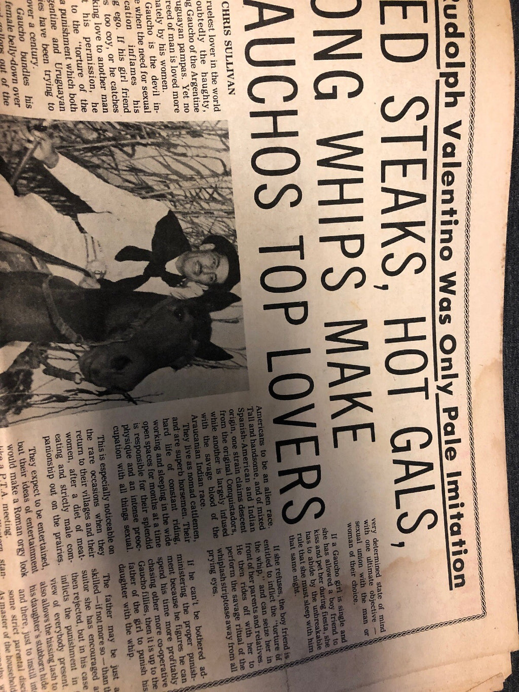 RUDOLPH VALENTINO Latin Lover Sheik Movie Film Actor Saddle NYC Newspaper 19702