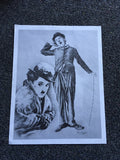 Charlie Chaplin PRINT of 1979 Charcoal Drawing by Known Artist Penny Alexander0