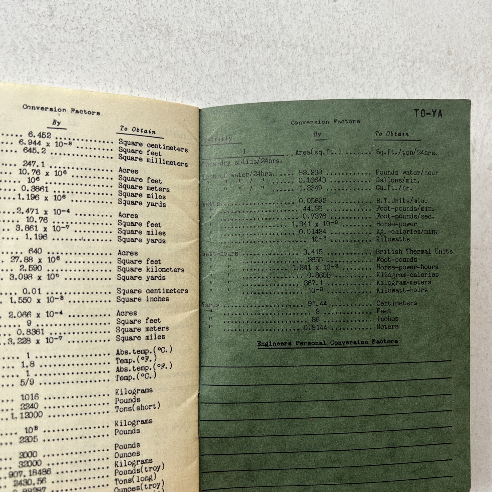 1935 Tables of Conversion Factors For Engineers Dorr Company Antique Booklet 6