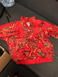 Vintage 90's Lauren Brooke Jacket Women's Lightweight Red Gold Size Large0