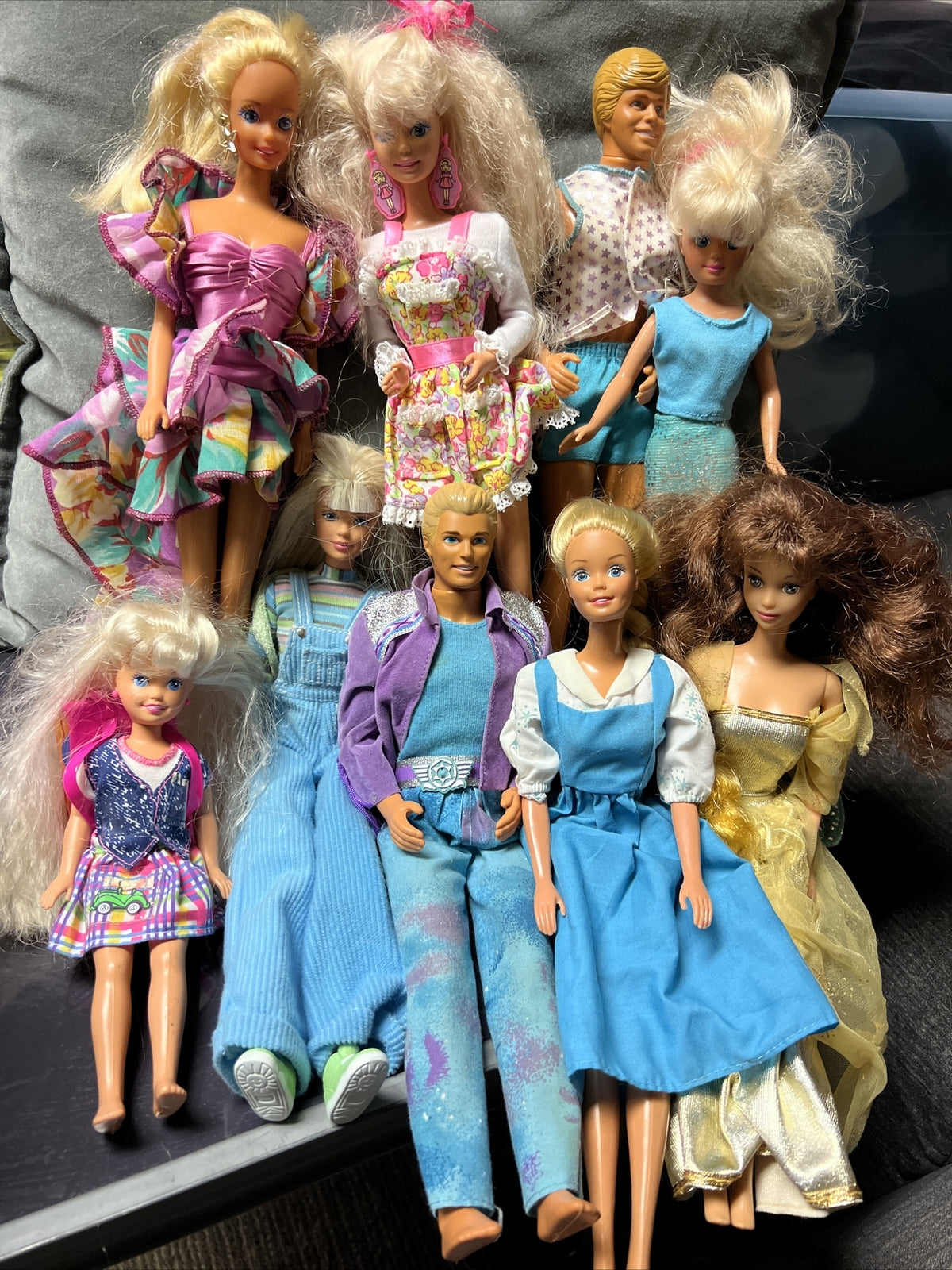 Lot of 9 Vintage Barbie Ken Dolls Various Years And Doll Types0