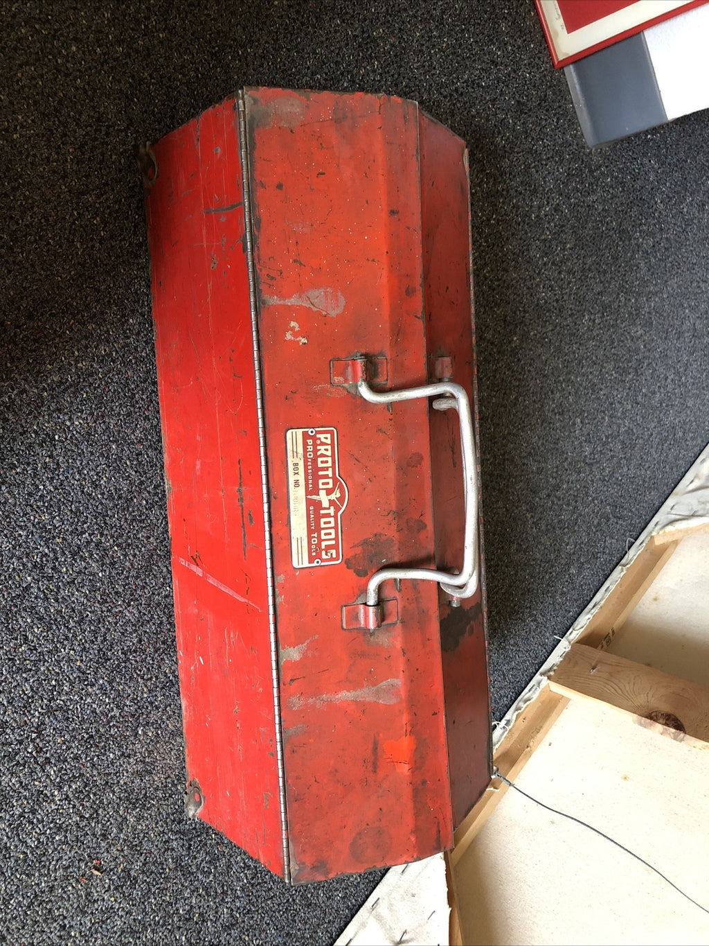 RARE Vintage Red PROTO Tools 100HR Portable Tool Box With Removable Tray 21x8.5”1