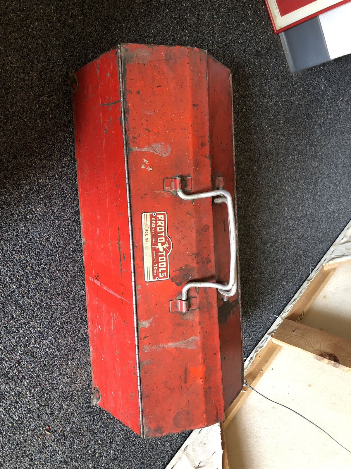 RARE Vintage Red PROTO Tools 100HR Portable Tool Box With Removable Tray 21x8.5”1