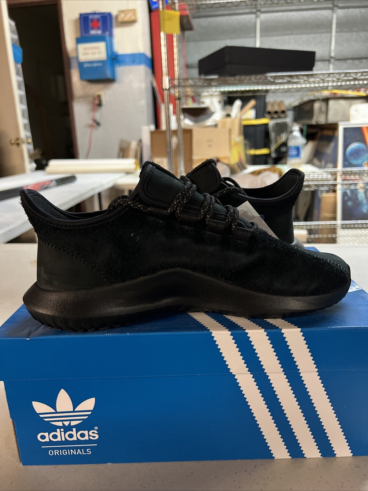 NWT Men's Adidas Tubular Shadow Black Leather & Suede Size US 6.56