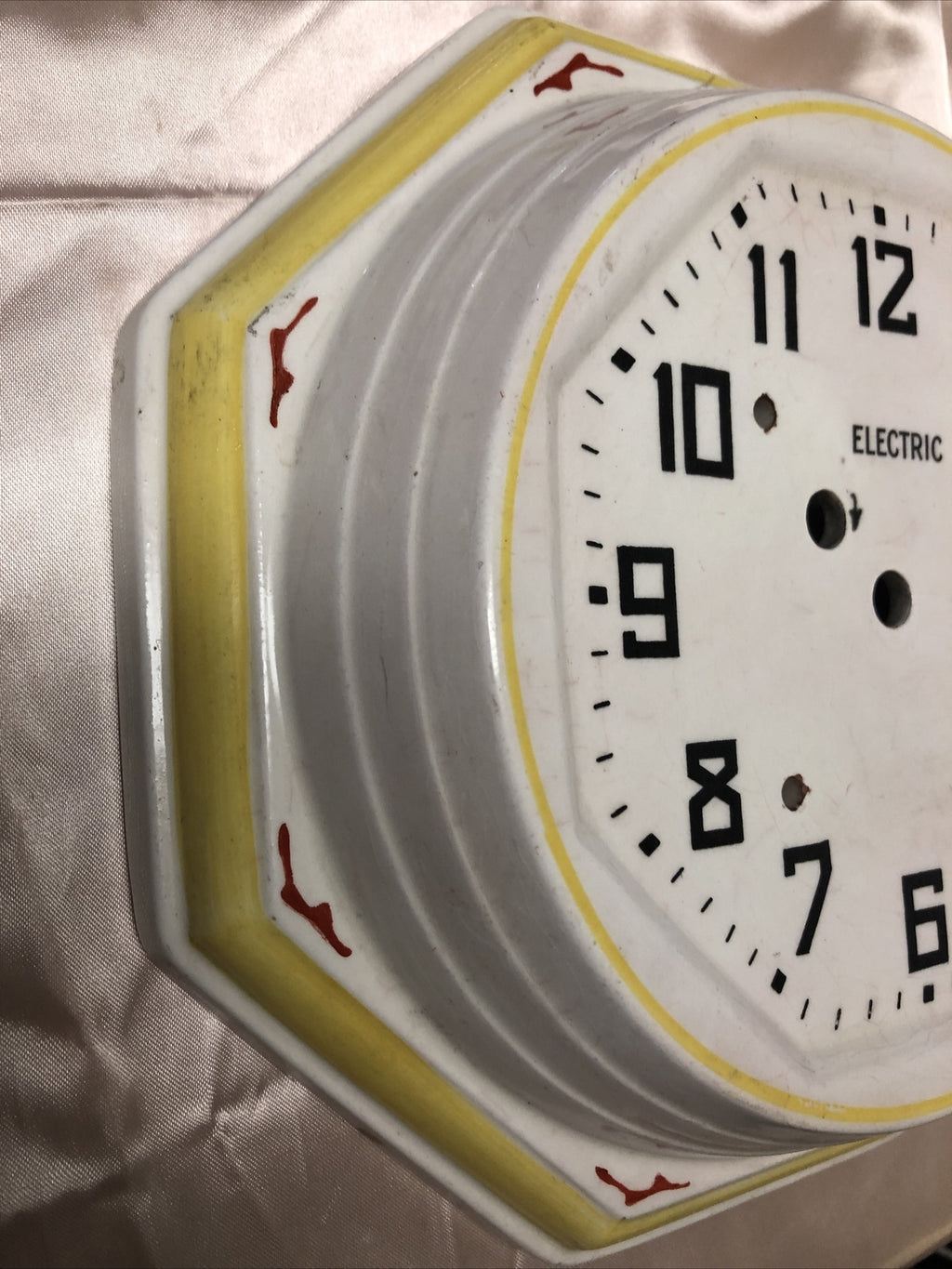 Vintage ELECTRIC Ceramic Wall Clock Face Only For Parts/Repair1
