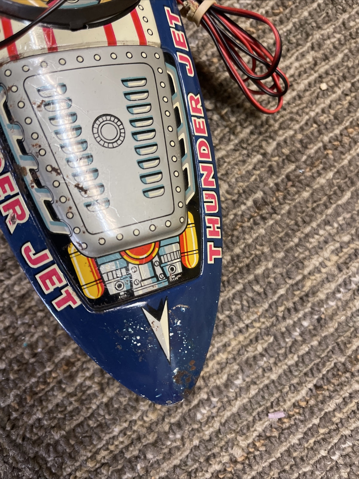1950's THUNDER JET B-373 hydroplane racing speed Boat Japan tin litho4