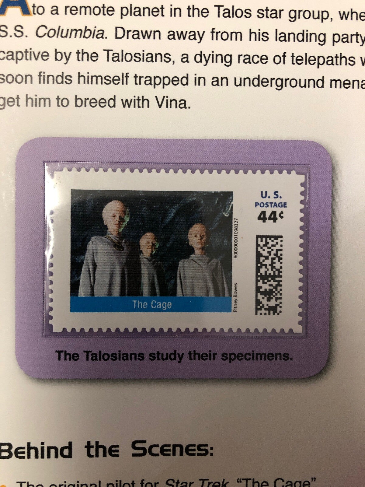 STAR TREK 2011 October 1988 44 Cent Large Stamp Panel "The Cage" #011