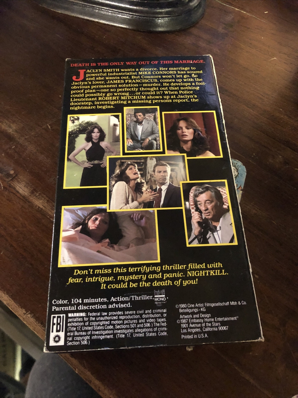 Nightkill - VHS 1987 Jaclyn Smith, Mike Connors Vintage Cult Horror1