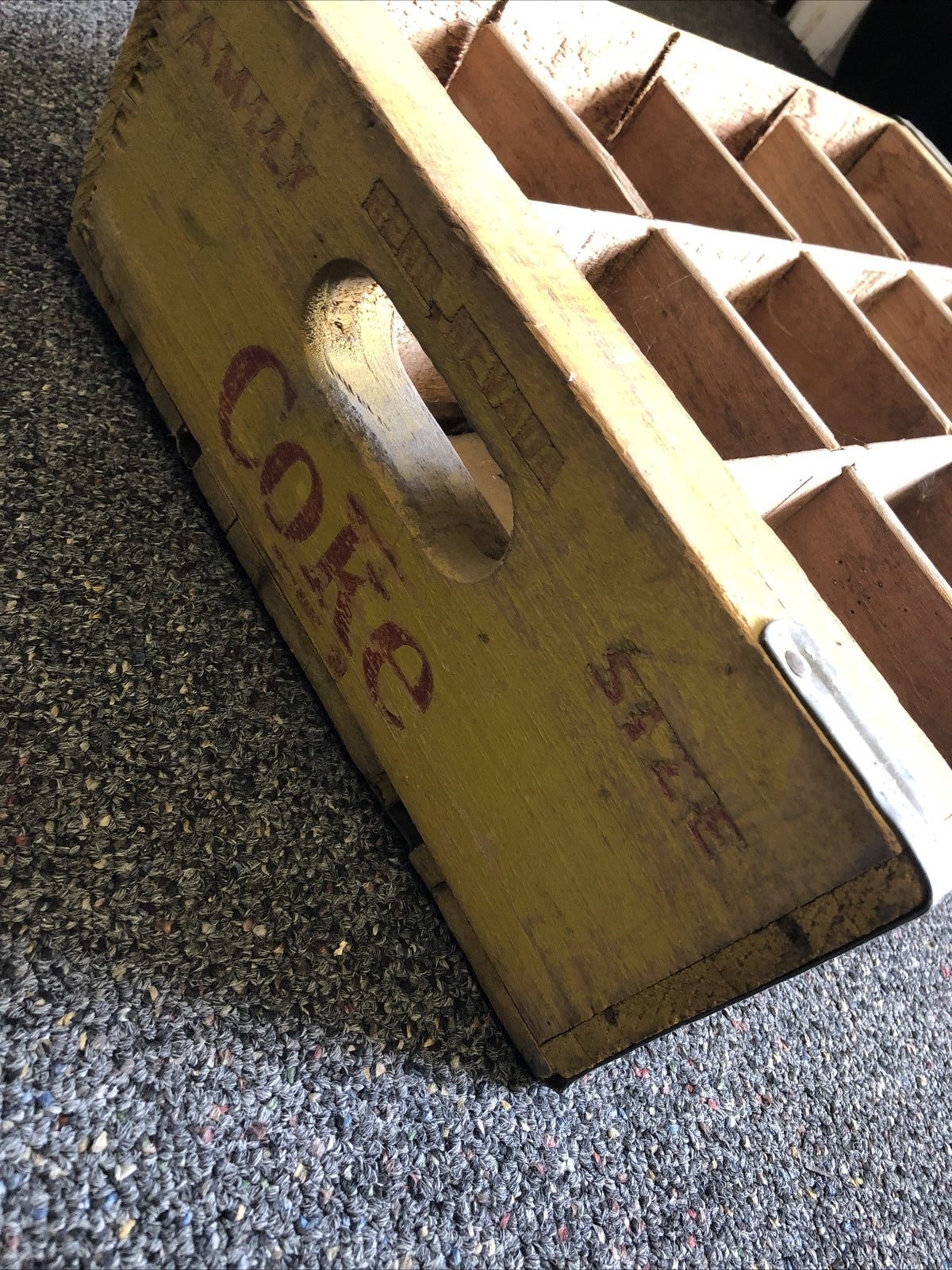Vintage Yellow Wooden Crate Coke Coca-Cola Family Size Carry’s 126