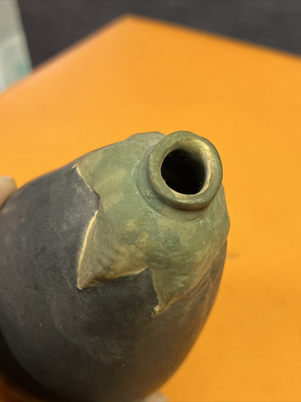 1980 Patricia Garrett  Pottery Eggplant Aubergine Vegetable Vase 6.5”5