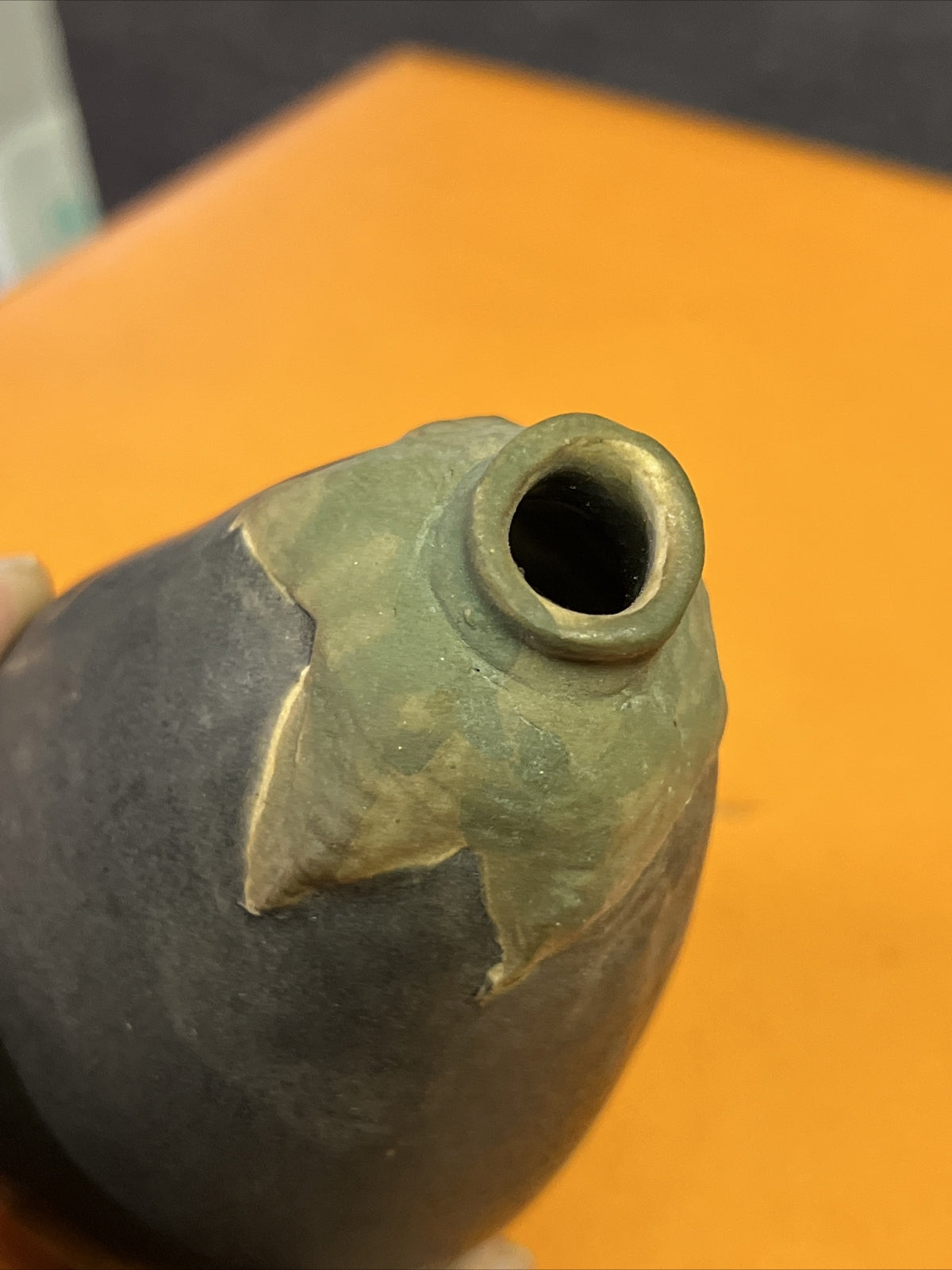 1980 Patricia Garrett  Pottery Eggplant Aubergine Vegetable Vase 6.5”5