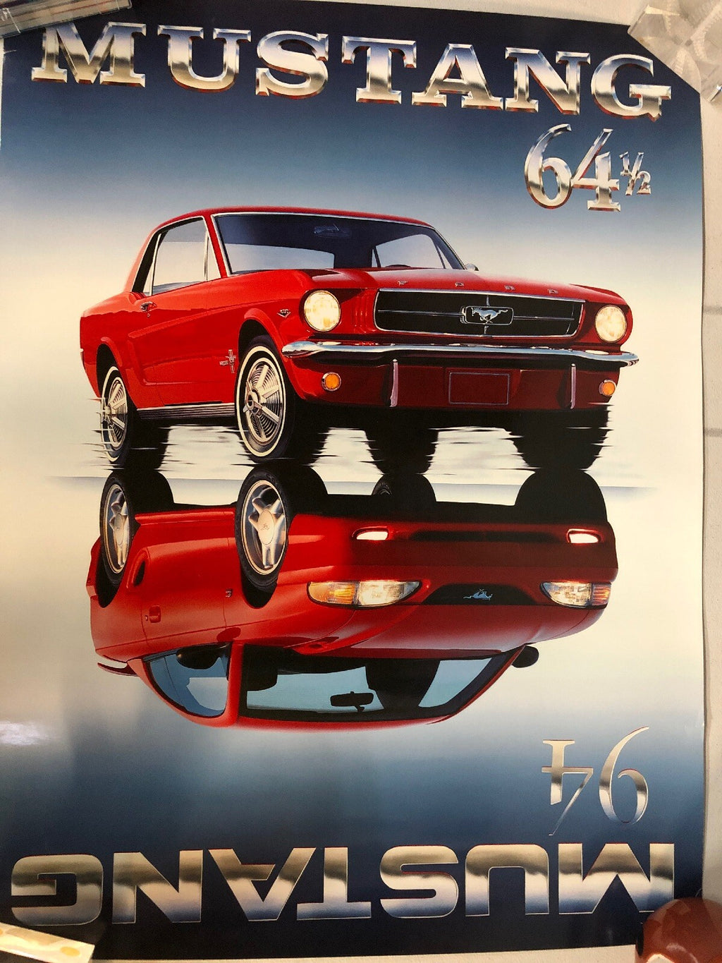 1994 and 64 1/2 FORD MUSTANG  19" x 24" Promotional POSTER Reflection Rare0