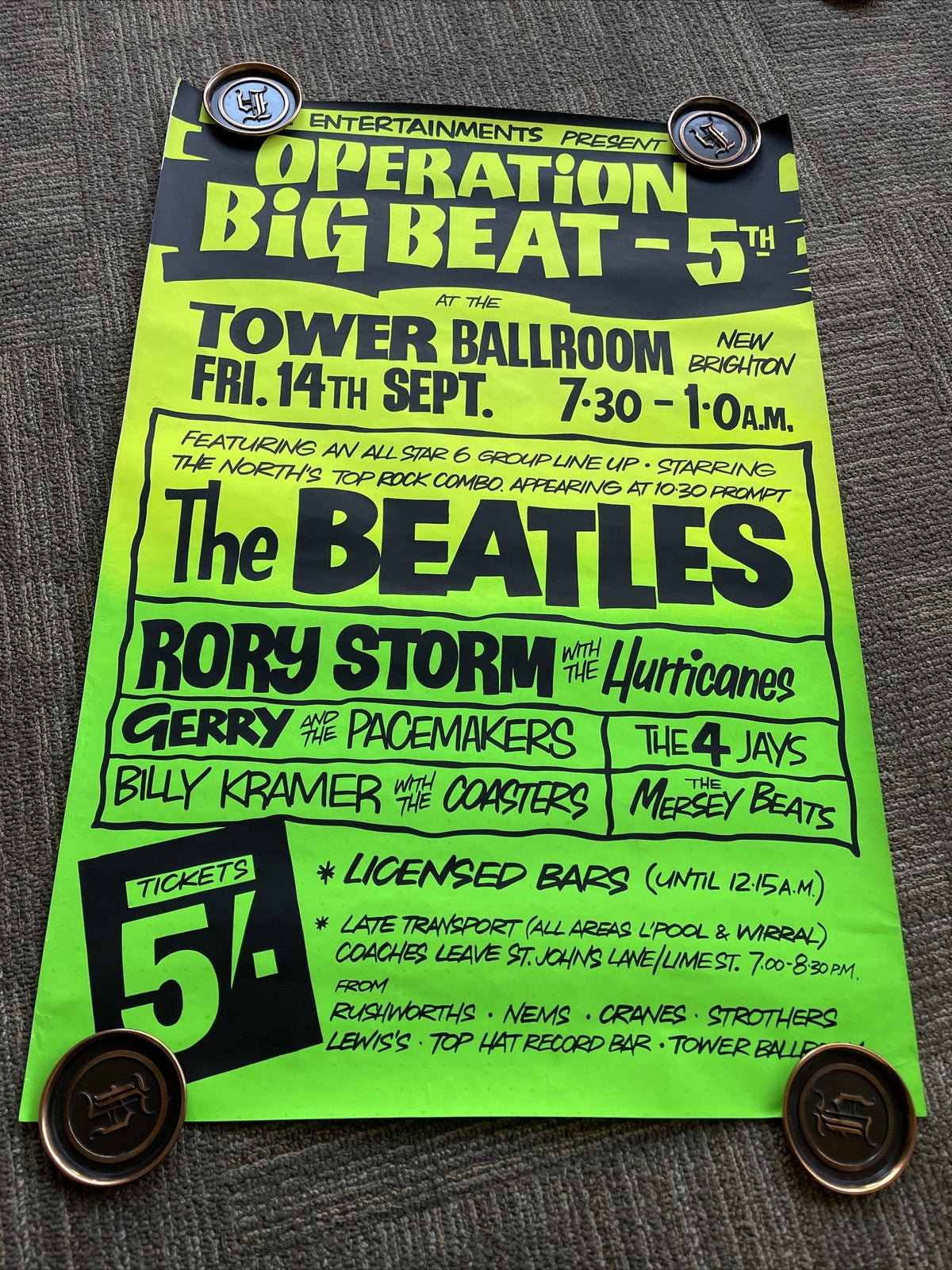 #151 The Beatles Operation Big Beat Promo Poster 4 Jays Rory Storm Coasters0