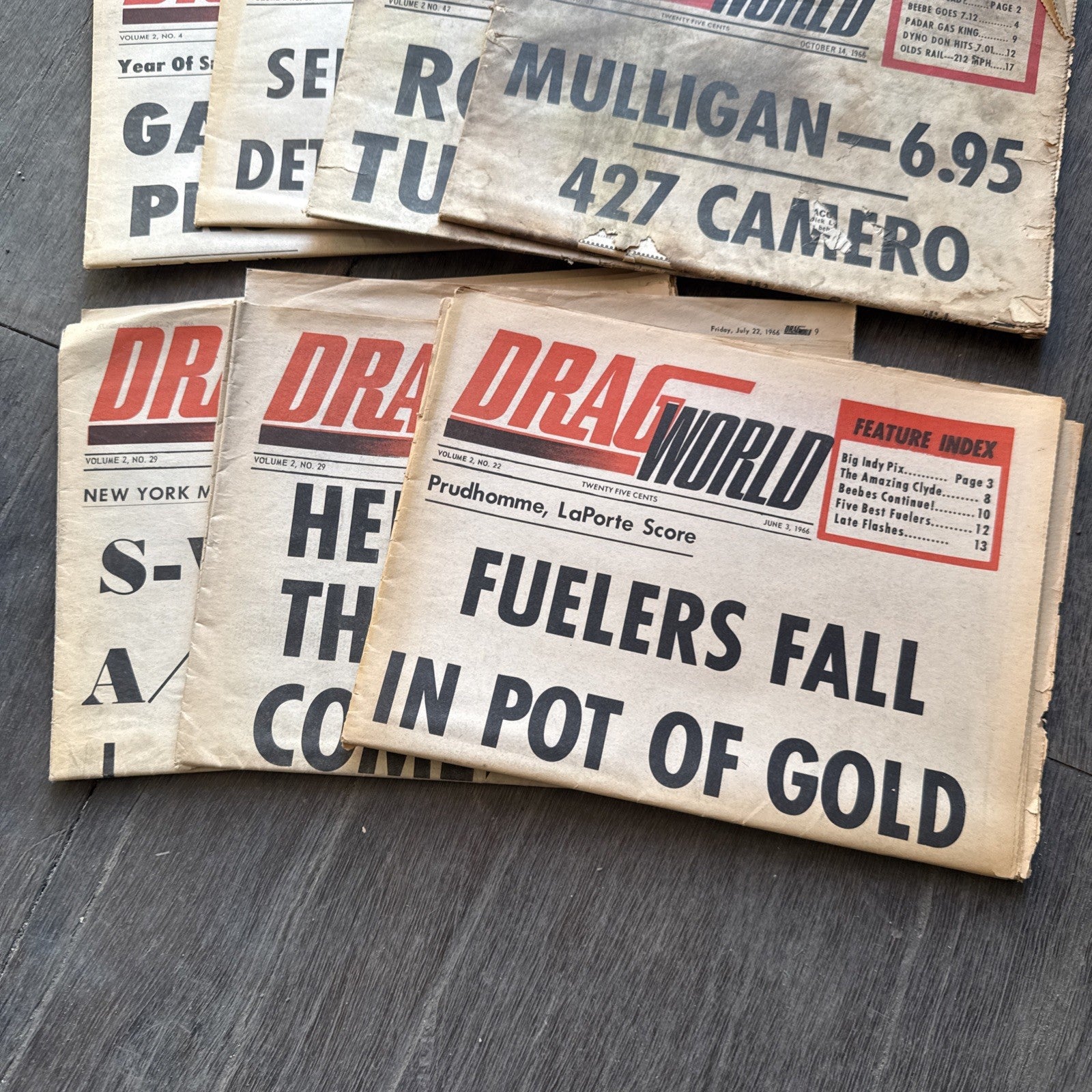Vintage 1966 Drag World Magazine Lot of 7 NHRA AHRA Prudhomme Garlits News1