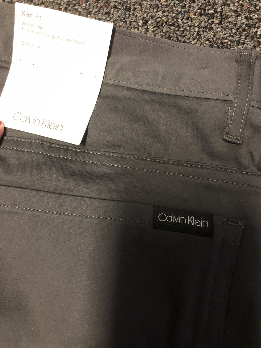 Calvin Klein Mens Grey Slim Fit Dress Pants Size W36 X L302