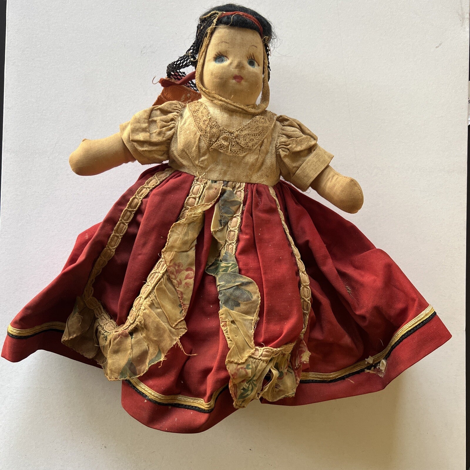 Lenci Type Italian * Antique Handmade Cloth Doll Painted Face 12”0