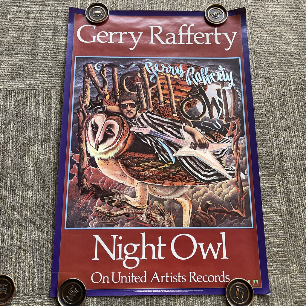 #170 1979 Gerry Rafferty Night Owl Record Store Promo Poster 24” X 36”0