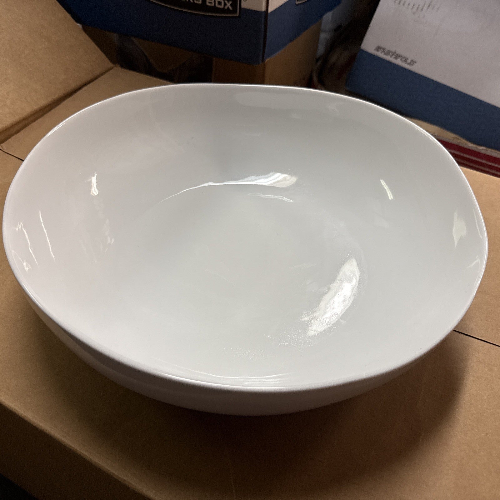 Large 13” West Elm  Organic Pasta Bread Fruit Bowl White1