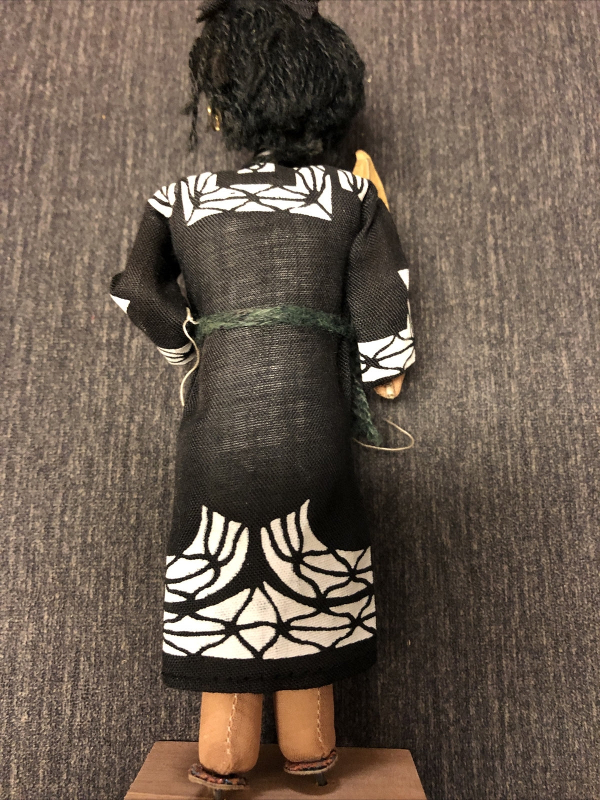 Vintage Japanese Fabric Girl Figurine 8 1/2"h  w/ wood base3