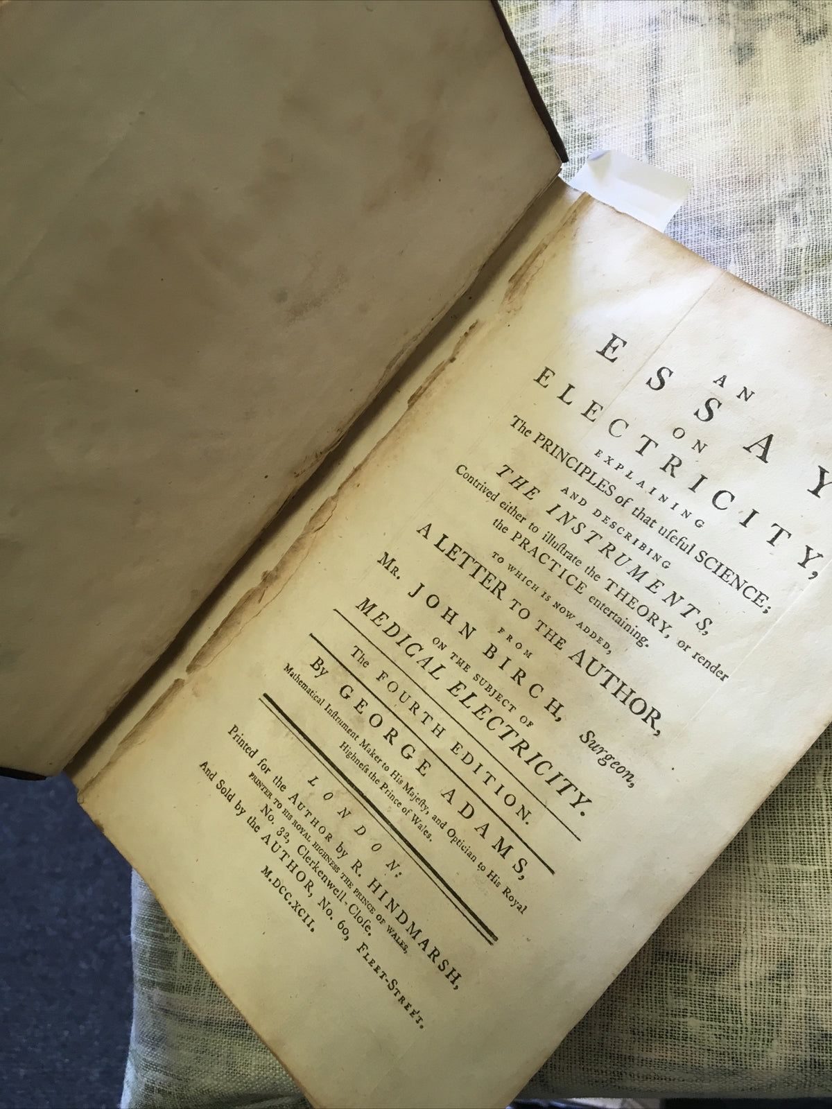 AN ESSAY ON ELECTRICITY (medical) 1793 VERY RARE 4th Edition BY GEORGE ADAMS0