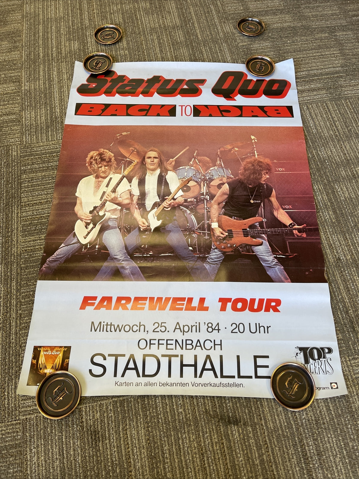 #151 1984 Status Quo Farewell Tour UK Promo POSTER 23” X 33”0