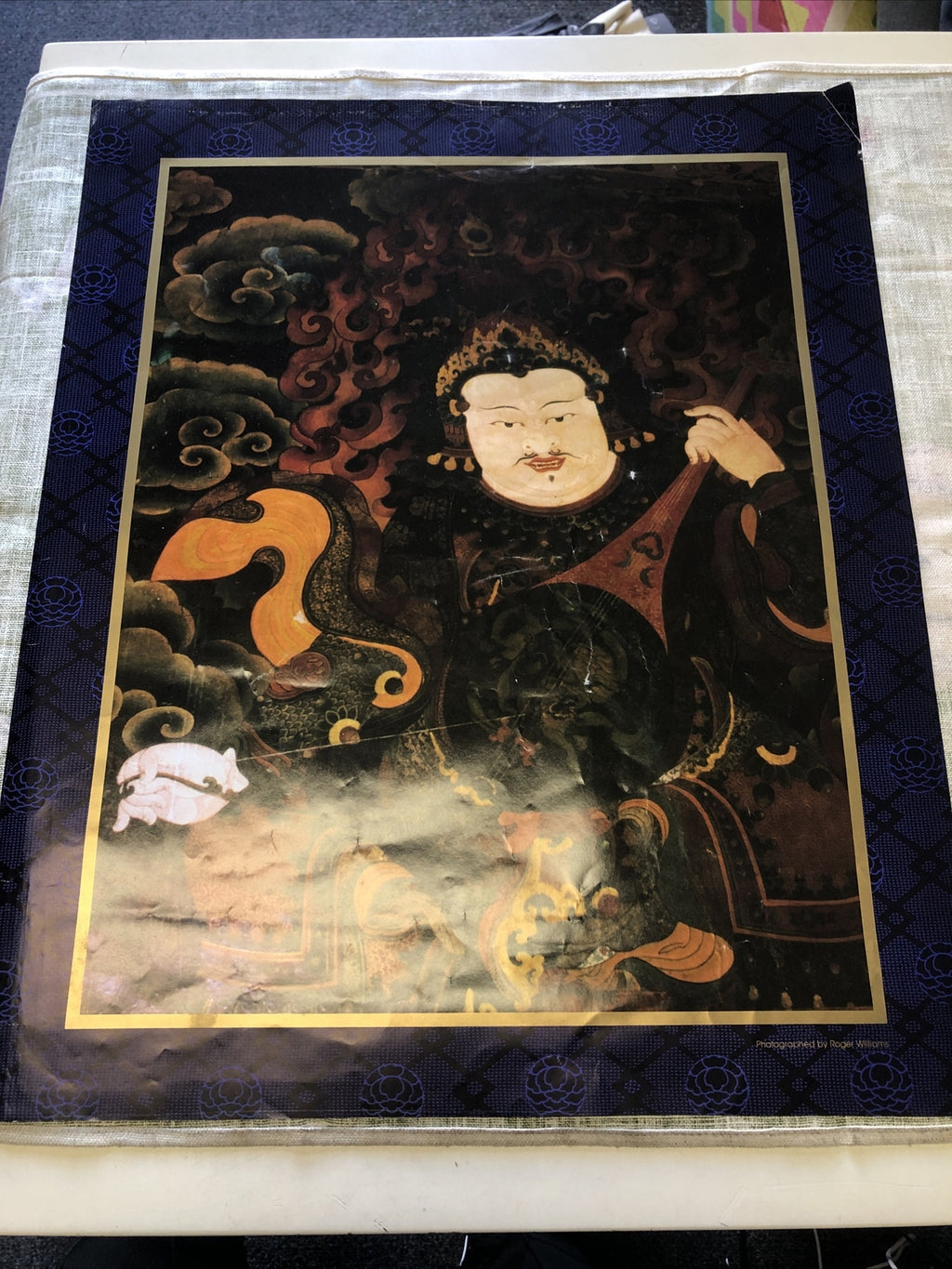 Japanese Asian Art Photography Man Playing Biwa Instrument Vintage Print0