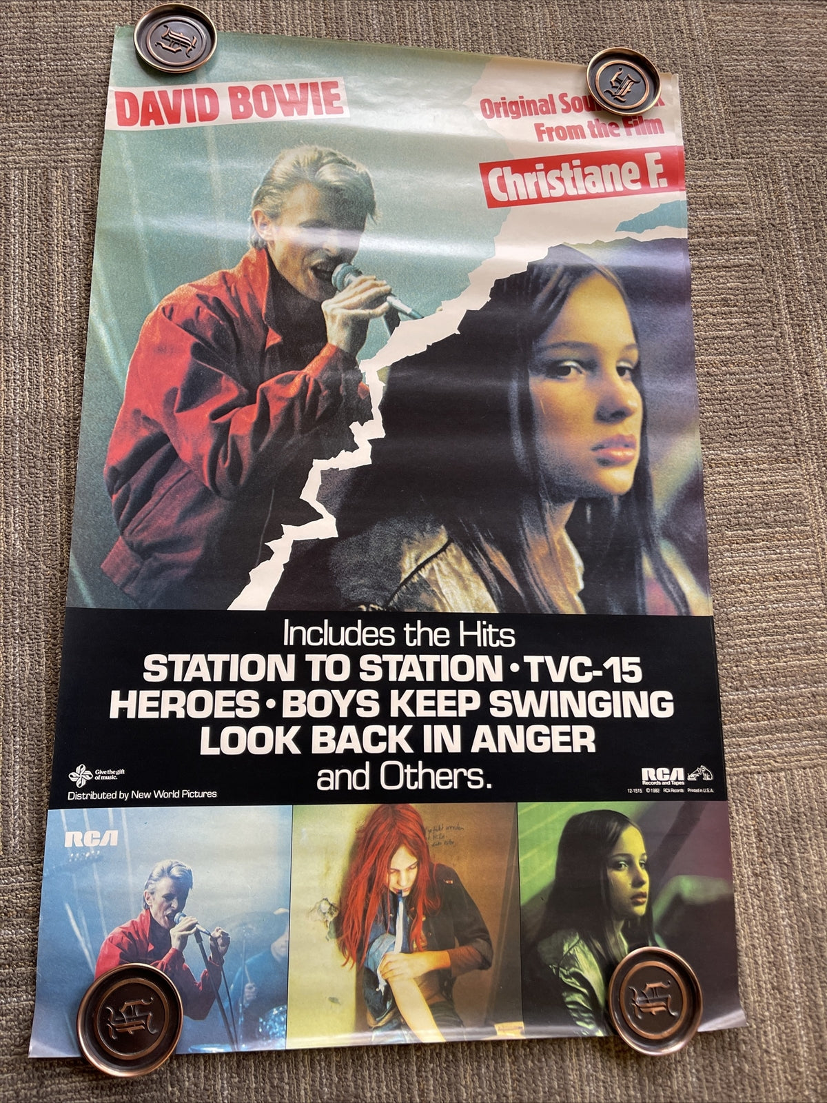 #148 1982 Christine F.  DAVID BOWIE Record Store Promo POSTER 22” X 36”0