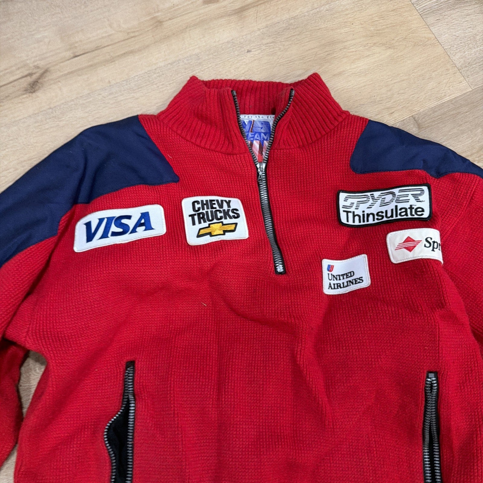 1999 US Ski Team Jacket 1999 Sweater Sz Small Red Blue Snowboard Quarter Zip1