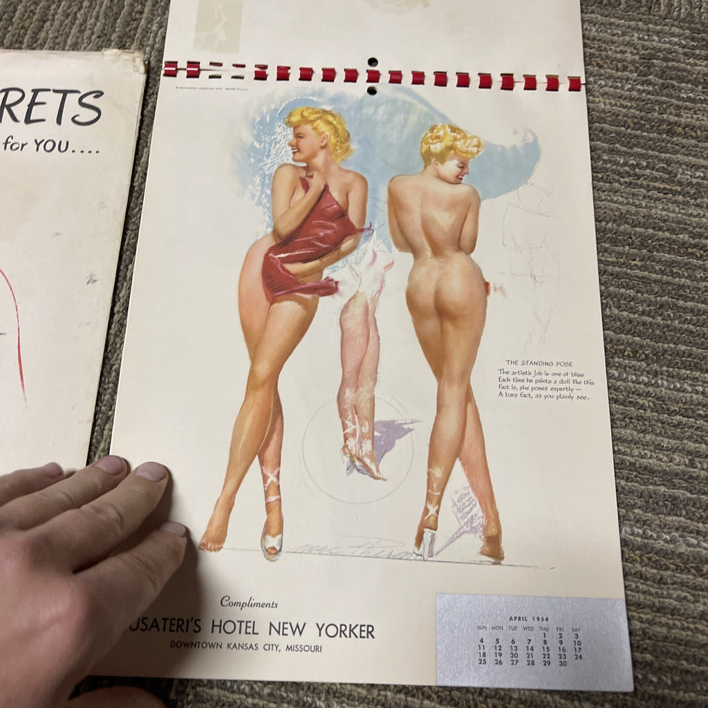 VINTAGE 1954 PIN UP Calendar Complete 12 MONTH Earl Mac Pherson Sketchbook 12.5"4