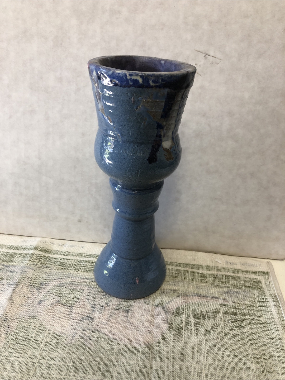 Vintage Pottery Candle Holder 8”x3”0
