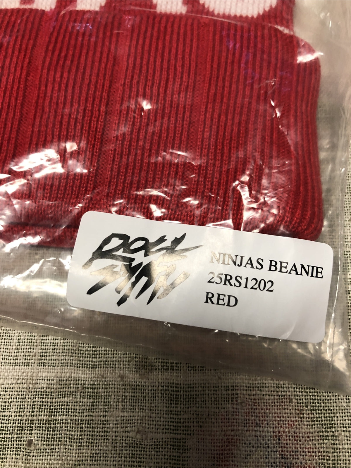 NINJAS Red Pom Pom Beanie One Size Fits Most NOS1