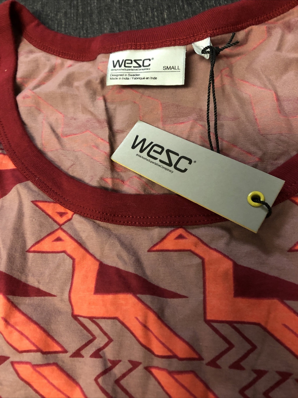 NWT WeSC Mens Tank Top Sleeveless Regular Fit Red/Orange Size Small1