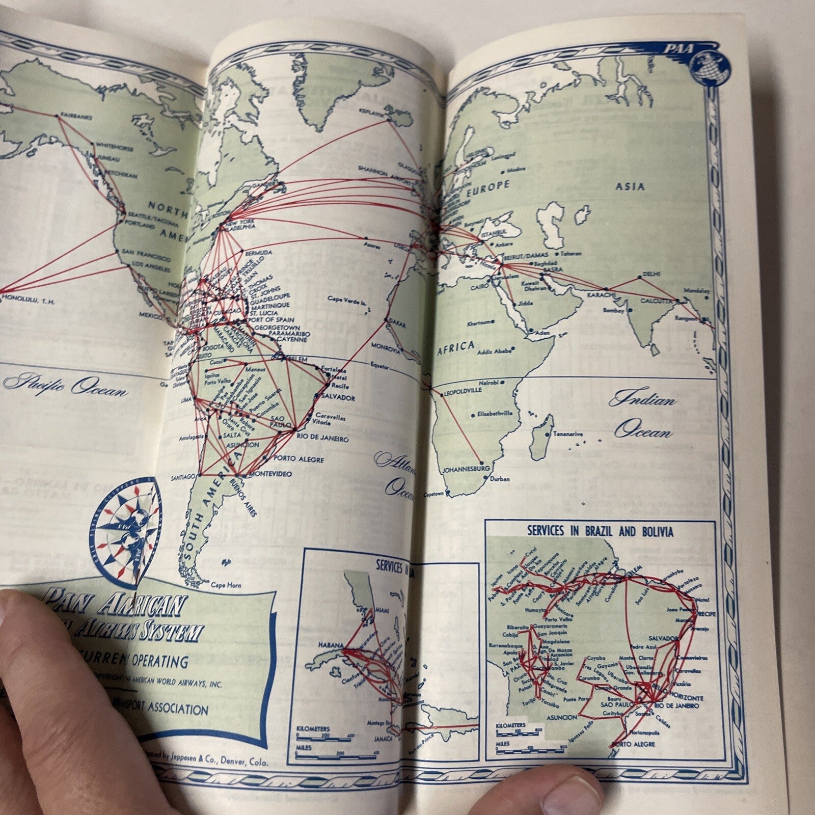 Pan American December 1952 AIRLINE TIMETABLE SCHEDULE Brochure flight Map6