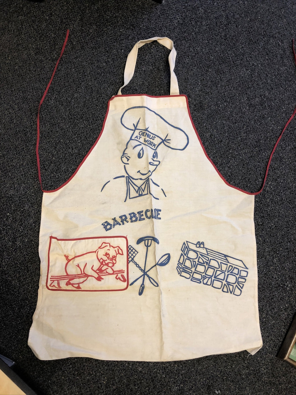Vintage Barbecue Apron Bib “Genius At Work” Humor0