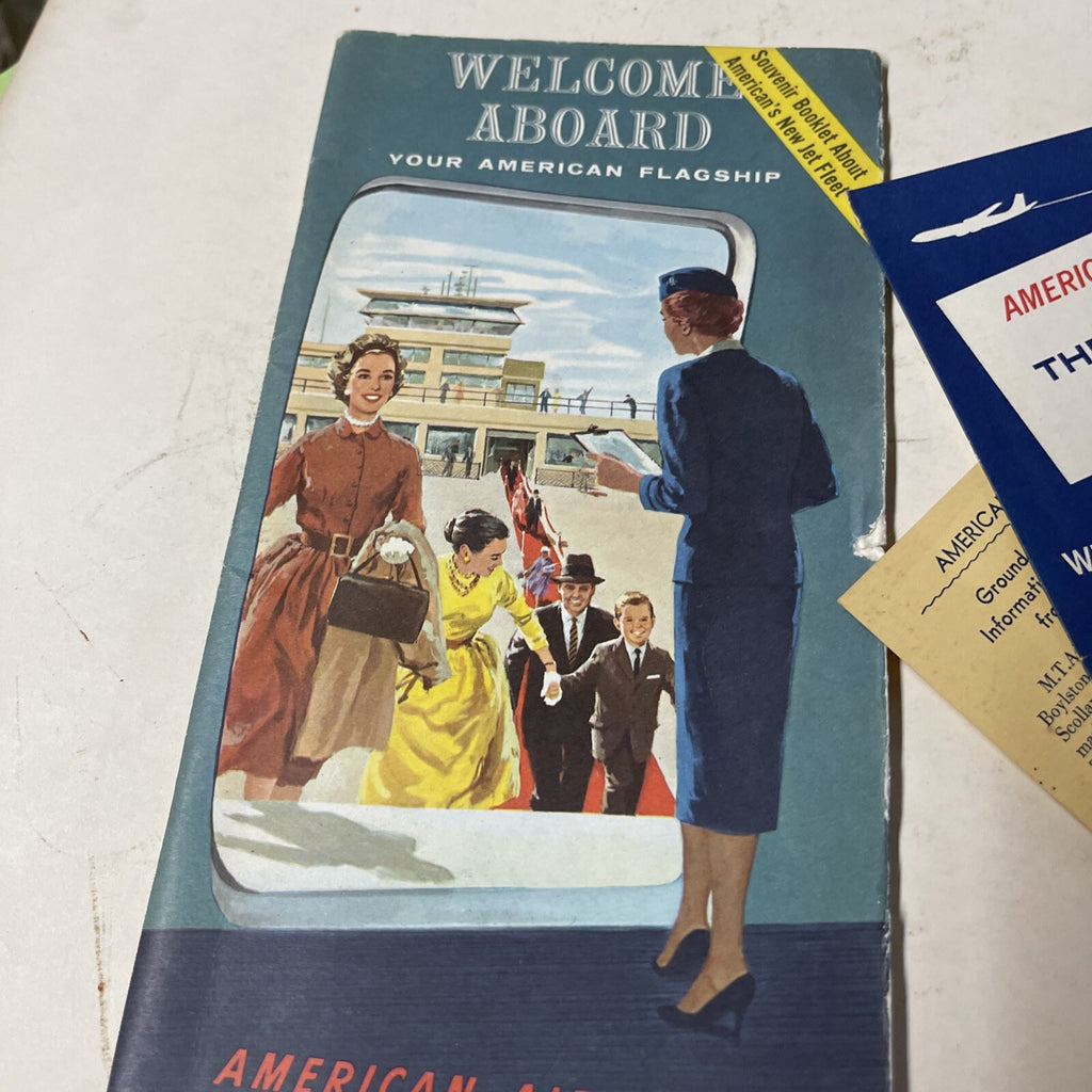 American Air Lines July 1955 AIRLINE Pack TIMETABLE SCHEDULE Brochure flight Map1
