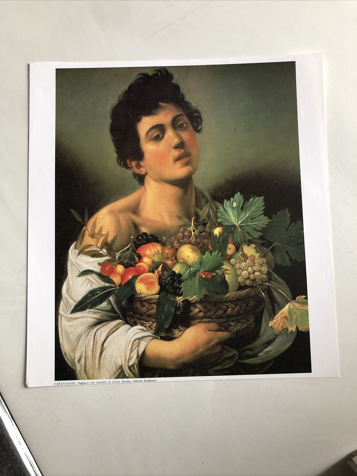 Caravaggio Ragazzo Con Canestro Di Frutta 14.5”x13.5”0