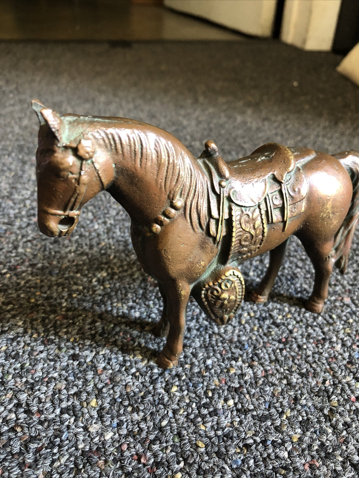 Vintage Miniature Solid Bronze Horse Sculpture Beautifully Crafted 6”X5”1