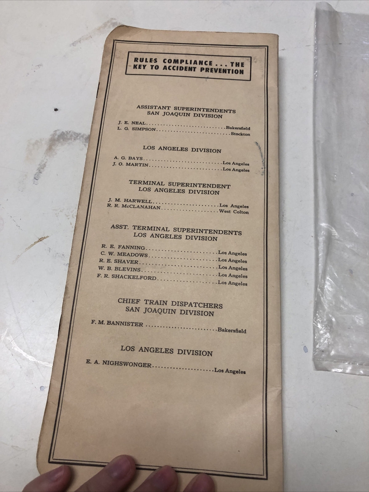 1971 Southern Pacific Company San Joaquin & Los Angeles Division Timetable #82