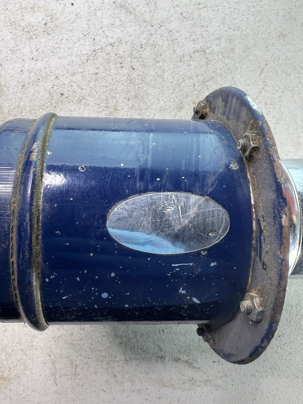 Vintage Chrome Bullet Air Horn 12V Electric Siren – Blue Housing, Chrome Bell4