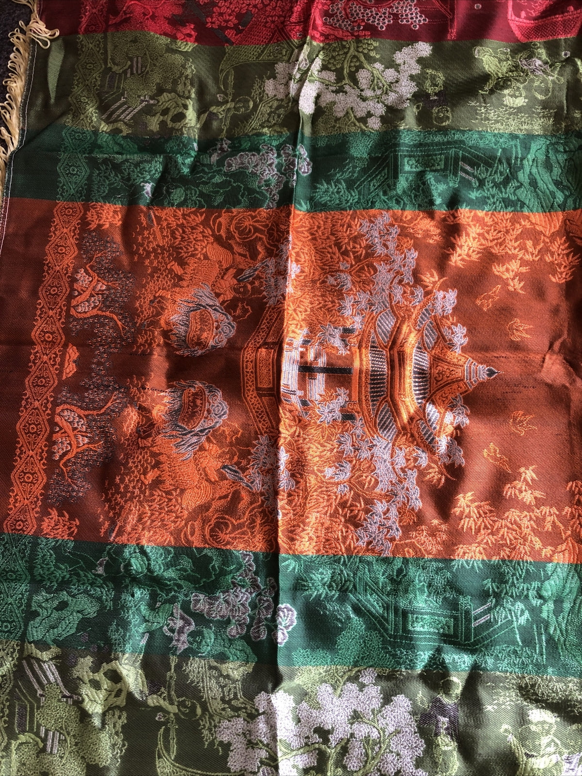 Vintage Double Sided Chinese Silk Brocade 37”x37”2