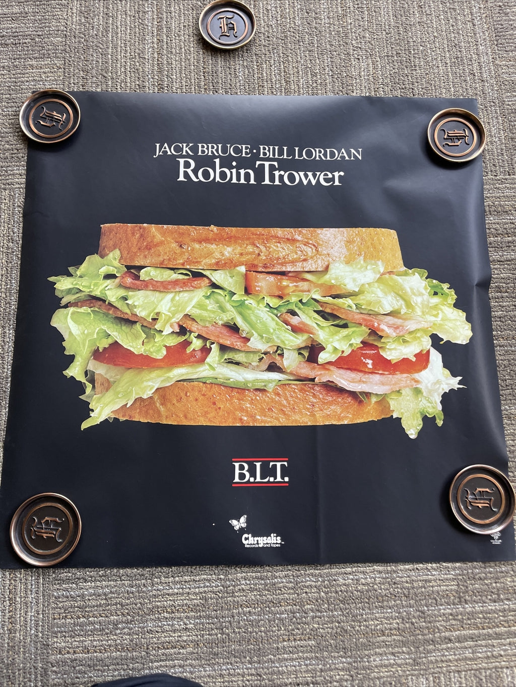 #169 1981 B. L. T. Jack Bruce Bill Lordan Robin Trower Record Promo Poster 24x240