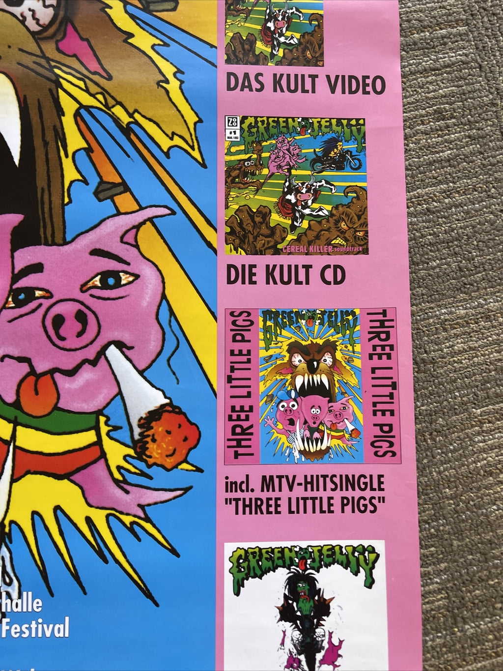 #1 1993 3 Little Pigs GREEN JELLY Schweine Your Anarchy In UK Promo Poster 23x335