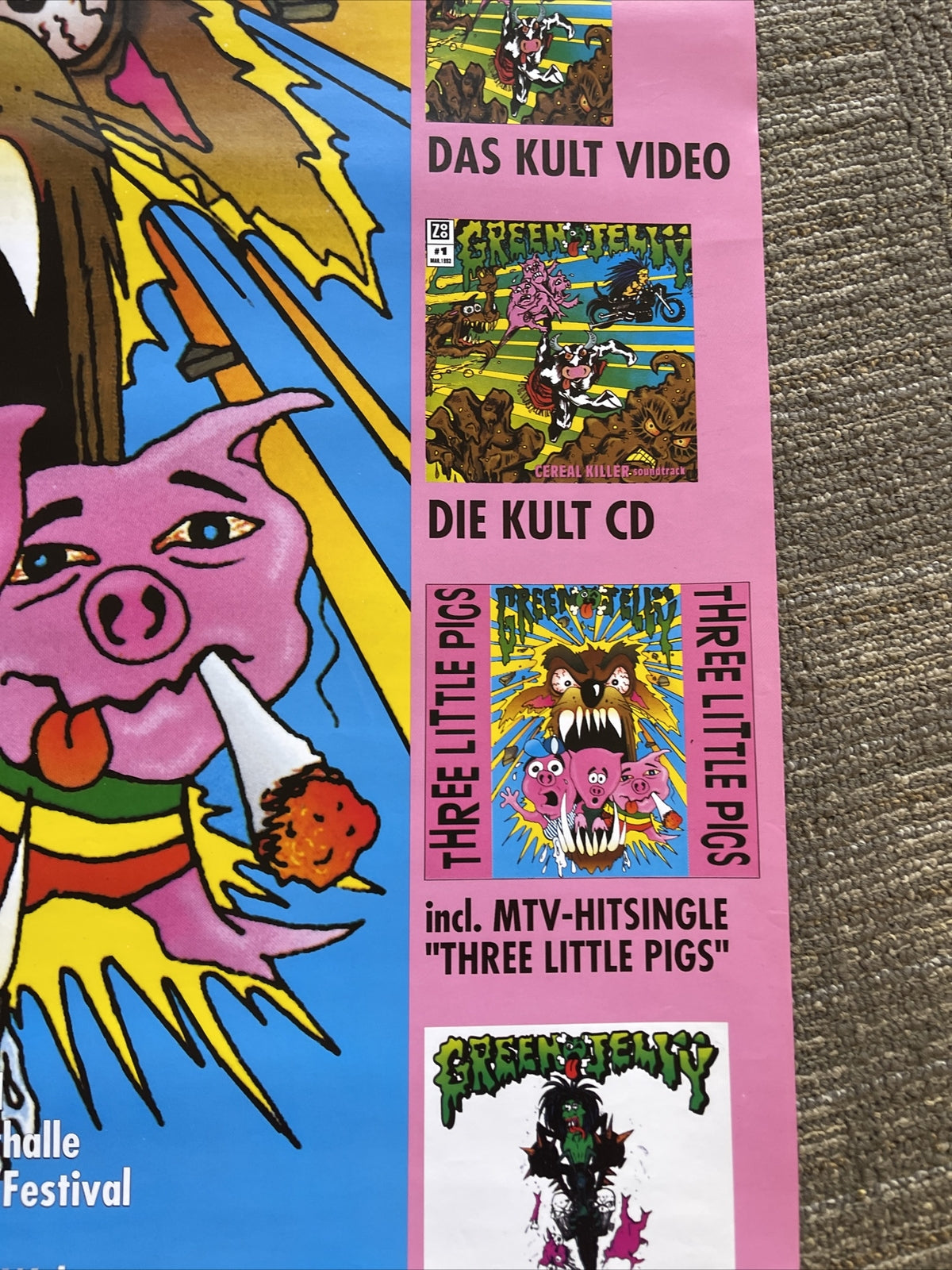#1 1993 3 Little Pigs GREEN JELLY Schweine Your Anarchy In UK Promo Poster 23x335