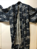 Vintage Cotten Asian Kimono Blue And White Mens0
