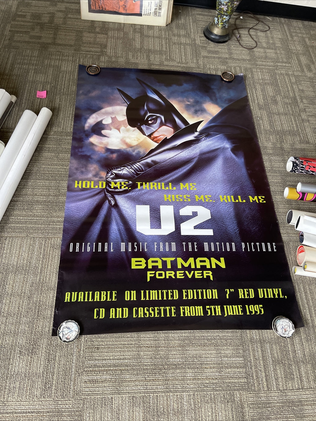 U2 Batman Forever Subway Record Store Promo Poster 1990s very RaRe 60 X 40” #188