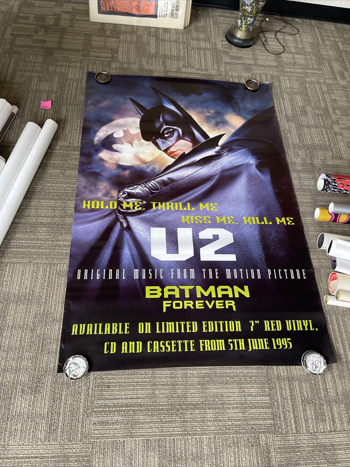U2 Batman Forever Subway Record Store Promo Poster 1990s very RaRe 60 X 40” #188