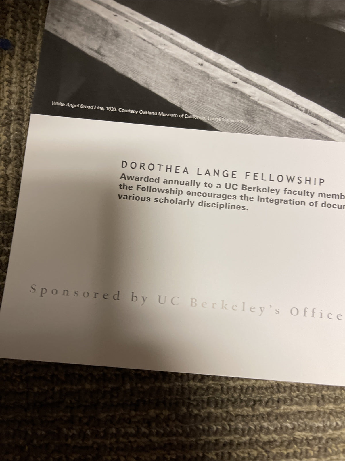Dorothea Lange Fellowship photograph Poster UC Berkley 20033