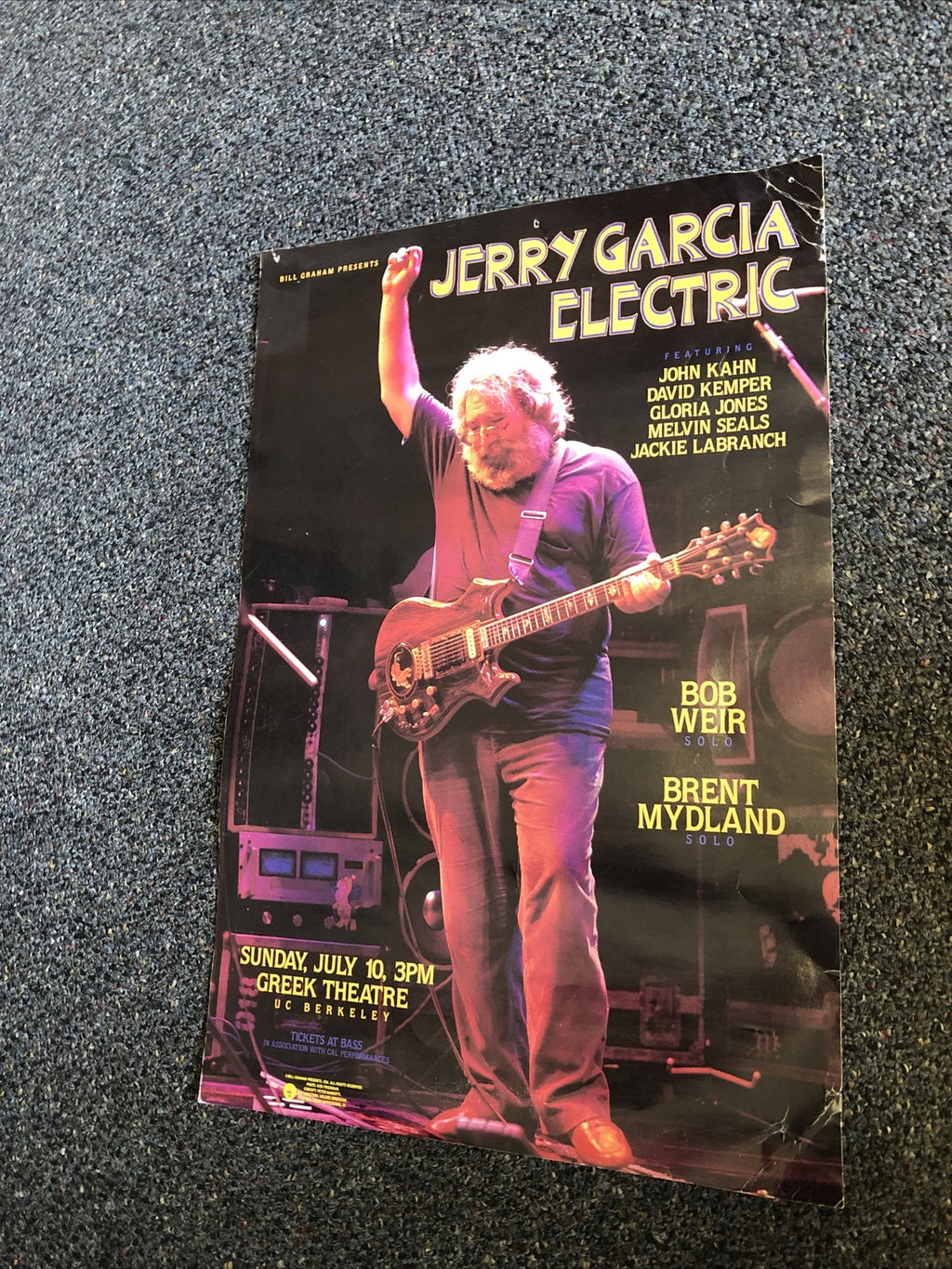 Rare Original Vintage GRATEFUL DEAD Jerry Garcia Electric Poster 20”x13”0