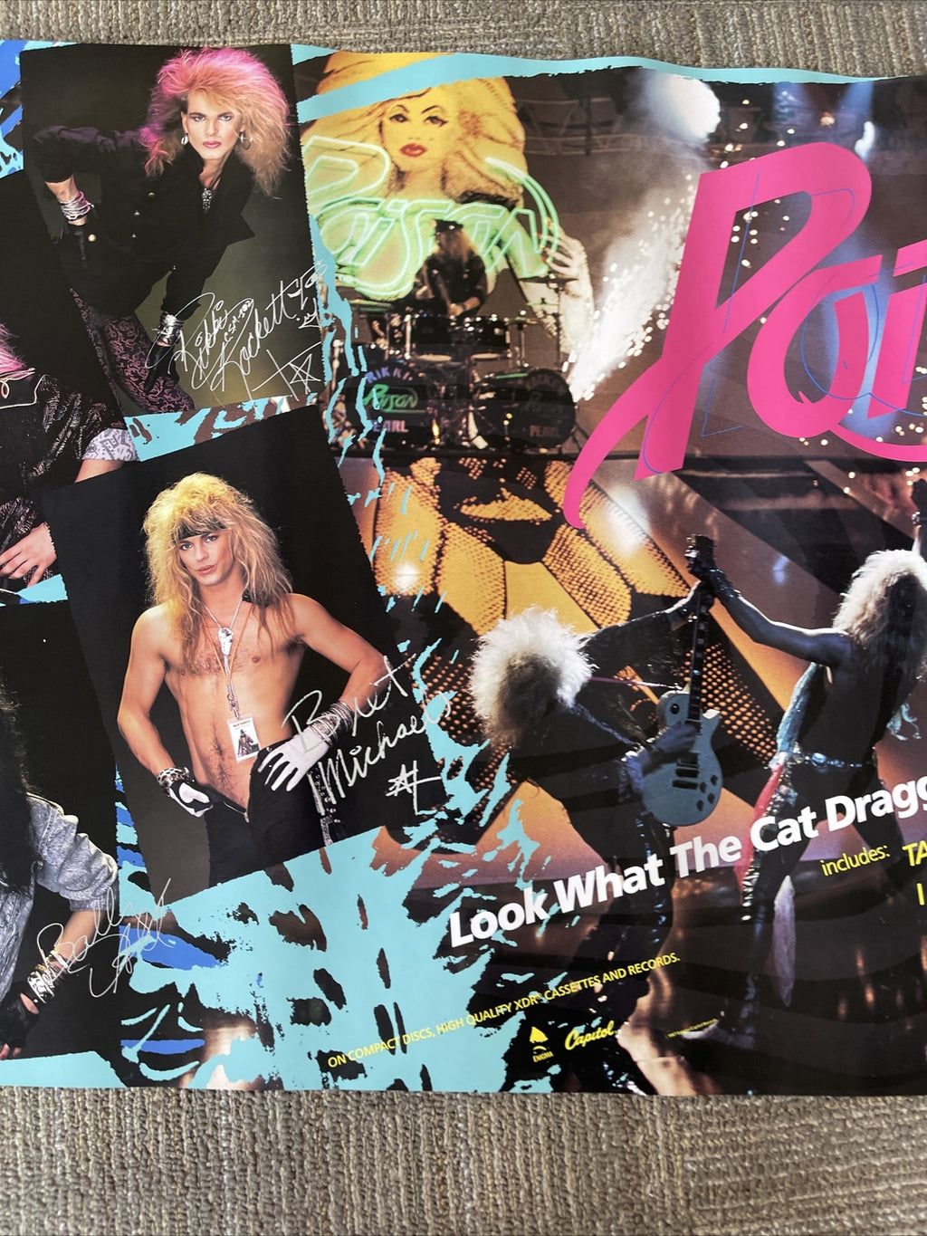 1987 POISON Look What The Cat Dragged In Record Store Promo Poster #37 24x36”2